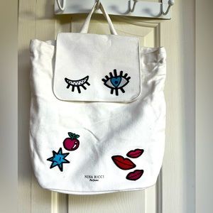 Nina Ricci White Cosmetic Bag with Colorful Patches